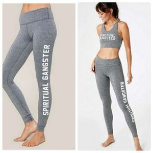 Spiritual Gangster Gray Heather Collegiate Practice Yoga Leggings XS